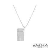 S.T. Dupont Feuerzeug-Halskette Chrom Silber – Guilloché-Musterdetail