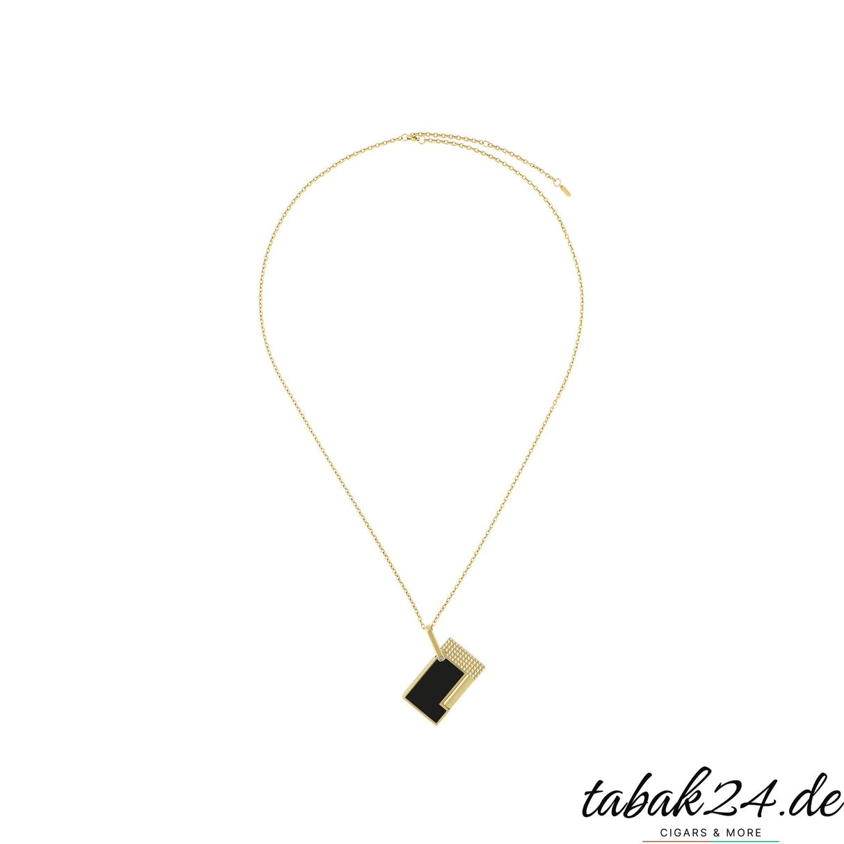 S.T. Dupont Feuerzeug-Halskette Schwarz Lack / Gold – Kette komplett