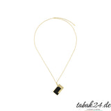 S.T. Dupont Feuerzeug-Halskette Schwarz Lack / Gold – Kette komplett
