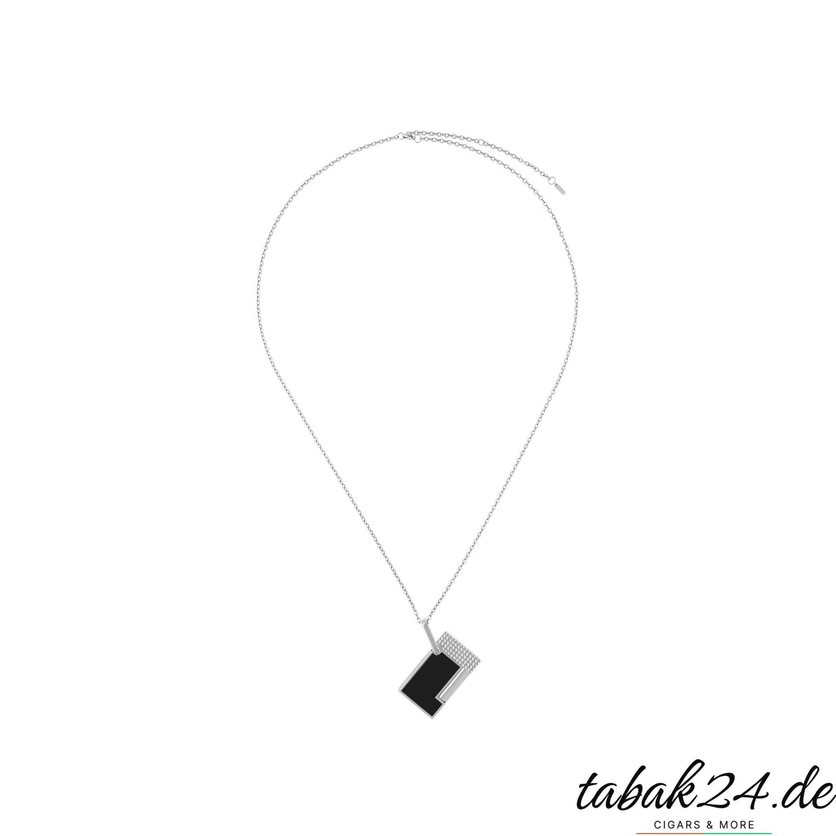 S.T. Dupont Feuerzeug-Halskette Schwarz Lack / Silber – Kette komplett