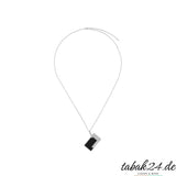 S.T. Dupont Feuerzeug-Halskette Schwarz Lack / Silber – Kette komplett