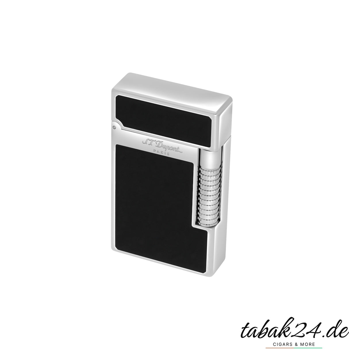 S.T. Dupont Le Grand C23010N Schwarz Lackiert Palladium – Geöffnet mit sichtbarem Zündmechanismus