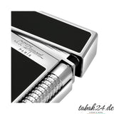 S.T. Dupont Le Grand C23010N Schwarz Lackiert Palladium – Nahaufnahme Scharnier und Rillenstruktur