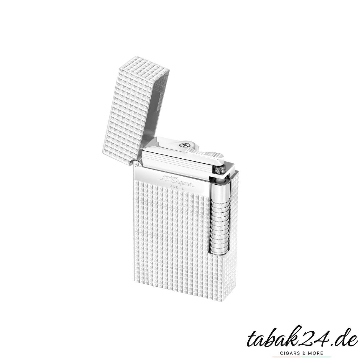 S.T. Dupont Le Grand C23011N Diamond Head Palladium – Schrägansicht mit S.T. Dupont Paris Gravur