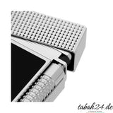 S.T. Dupont Le Grand C23780CL Schwarz Guilloche Palladium – Nahaufnahme Scharnier und Rillenstruktur