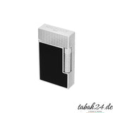 S.T. Dupont Le Grand C23780CL Schwarz Guilloche Palladium – Schrägansicht mit S.T. Dupont Paris Gravur