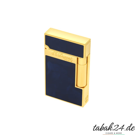S.T. Dupont Ligne 2 Atelier Feuerzeug Dunkelblau Gold – Schrägansicht