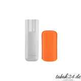 S.T. Dupont Zigarrenetui 2er Leder Orange Chrom – Detailansicht mit abnehmbarer Metallkappe