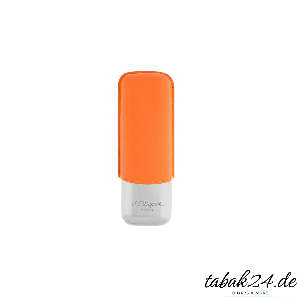 S.T. Dupont Zigarrenetui 2er Leder Orange Chrom – Vorderansicht