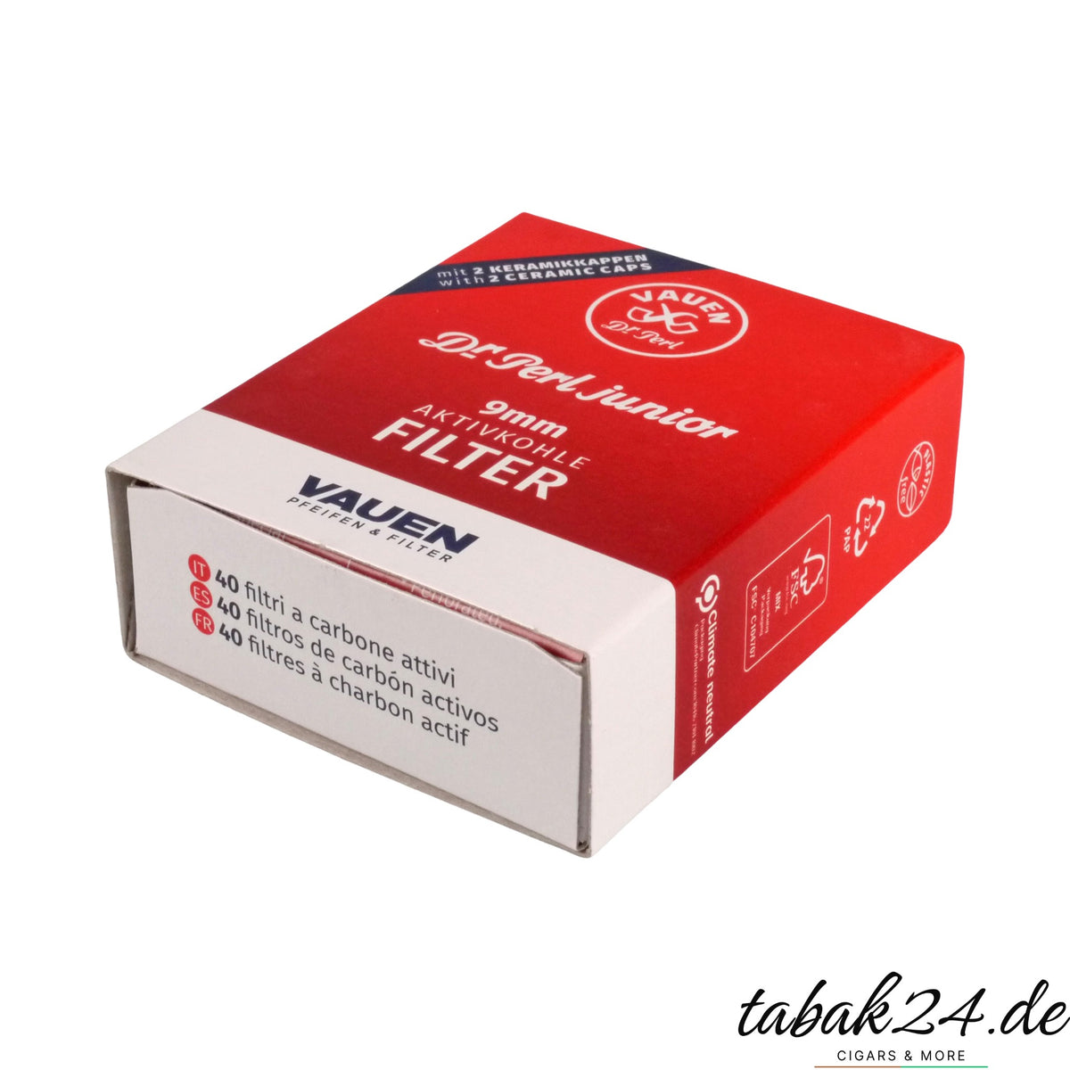 Vauen Dr Perl Junior Aktivkohle-Filter 9 mm Schachtel mit 40 Filtern