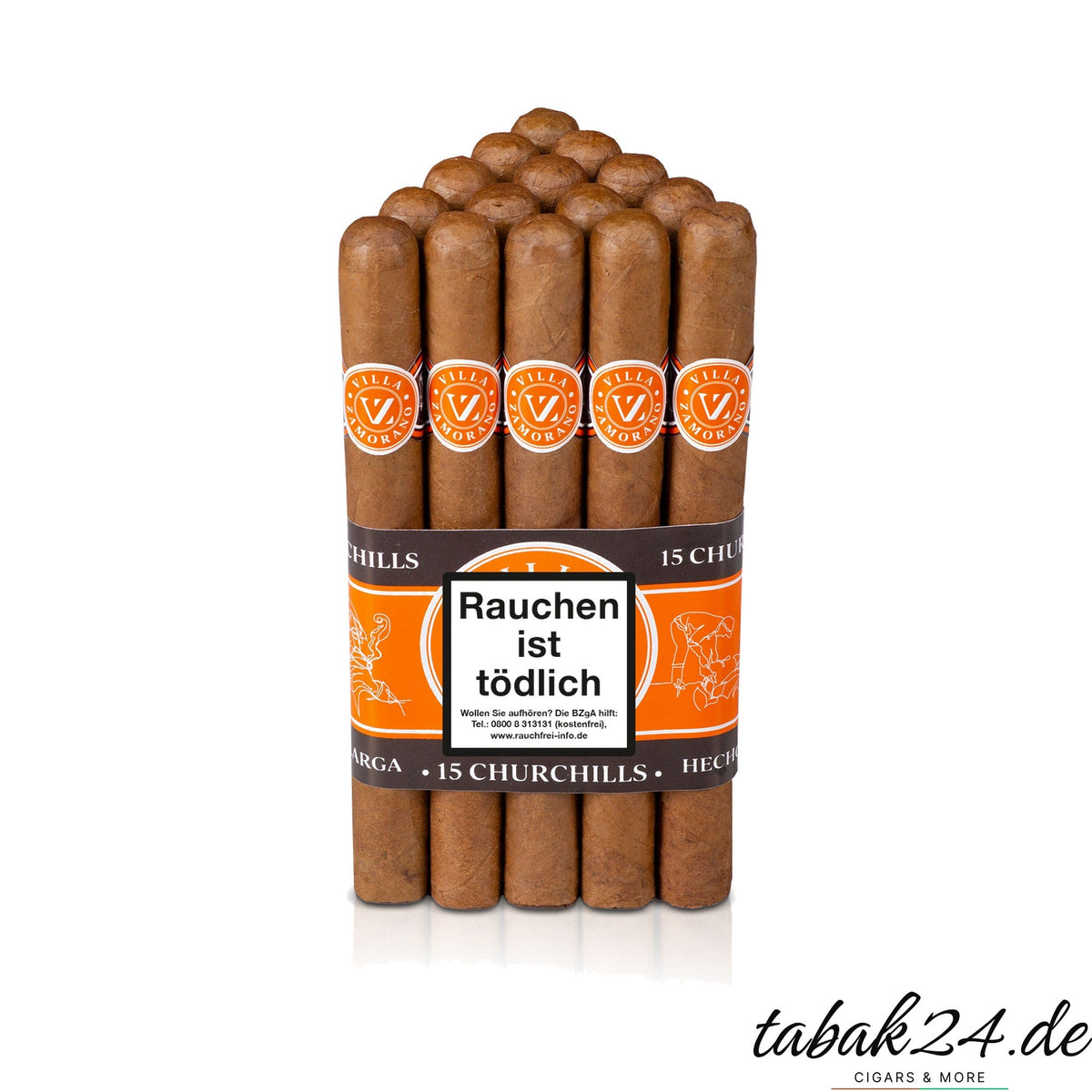Villa Zamorano Classic Churchill – 15er-Bundle handgerollter Zigarren aus Honduras im Churchill-Format