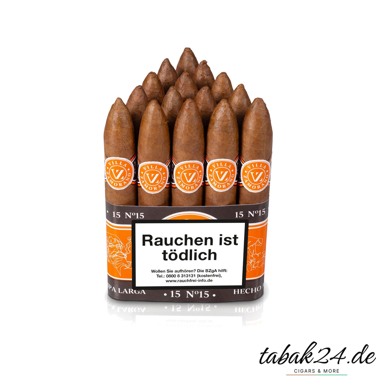 Villa Zamorano Classic No. 15 Torpedo – 15er-Bundle Honduras-Zigarren, 140 mm, Ringmaß 56