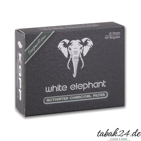 White Elephant Superflow Aktivkohle-Pfeifenfilter 9 mm, 40 Stück Packung