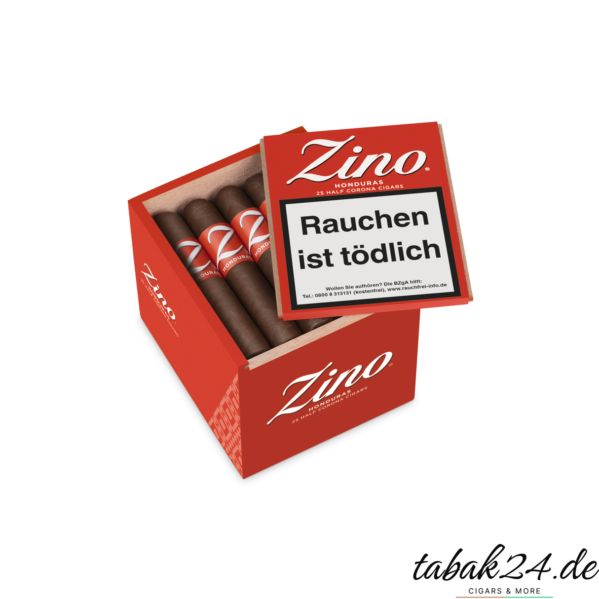 Zino Honduras Half Corona – 25er Holzkiste Seitenansicht