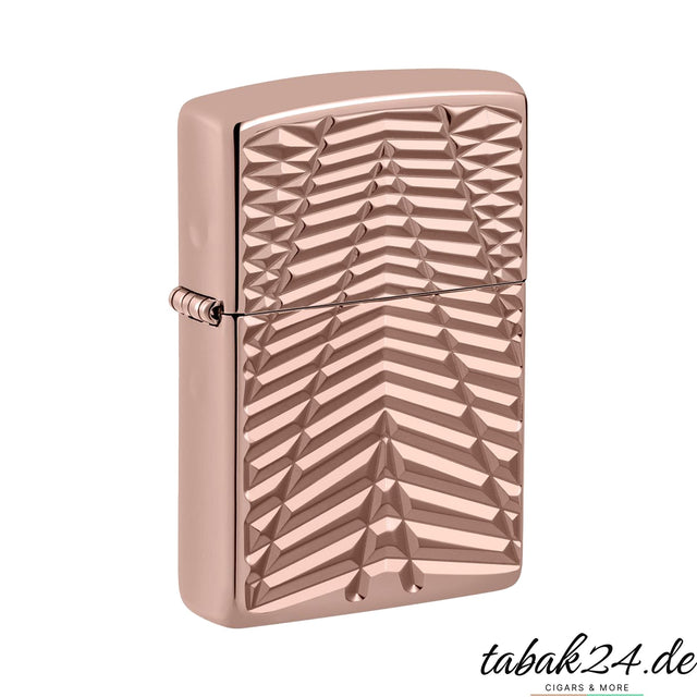 Zippo Armor Geometric – Sturmfeuerzeug Rose Gold mit geometrischer Tiefengravur