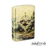 Zippo Compass Adventure – Sturmfeuerzeug Messing mit Kompass und Waldlandschaft