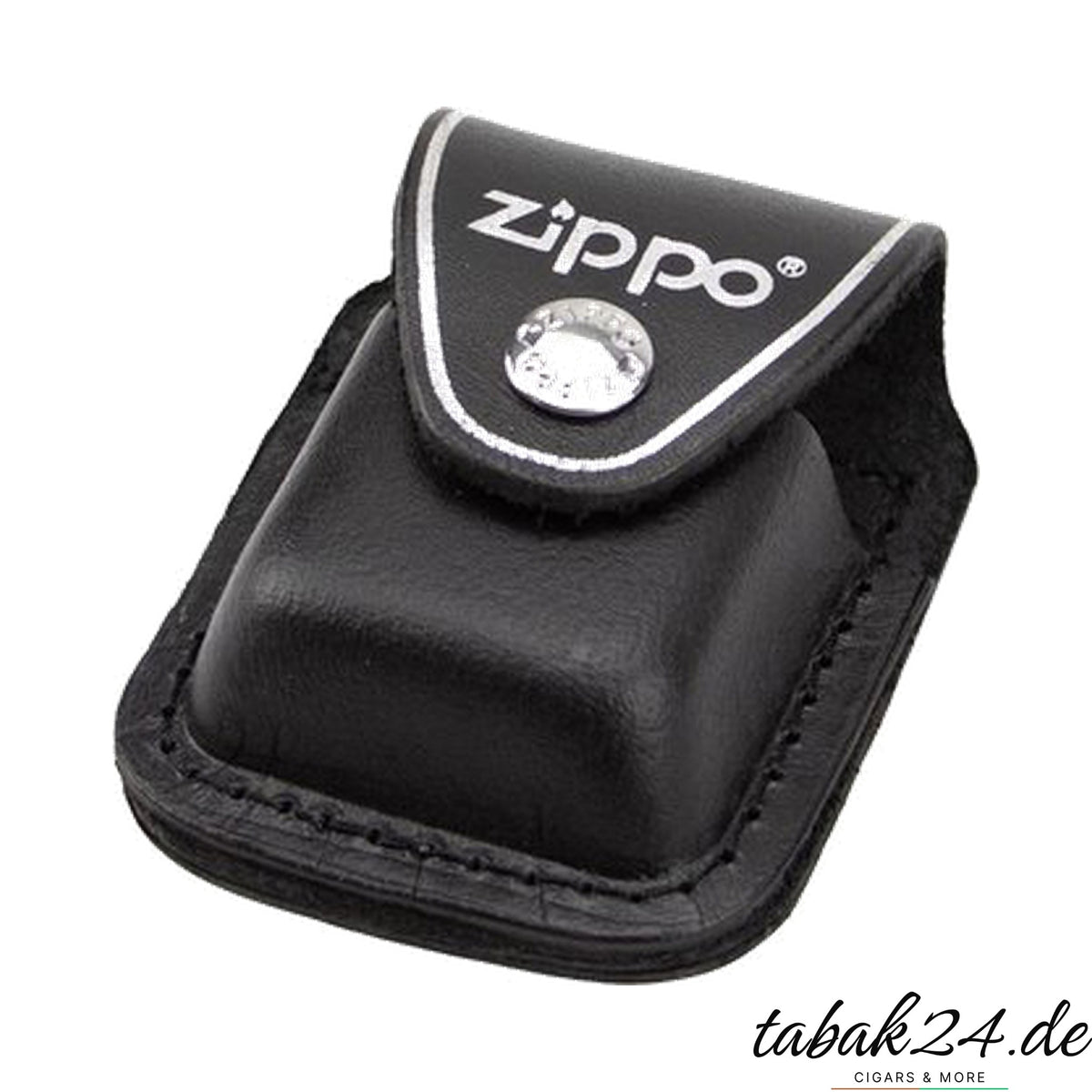 Zippo Geschenkset – schwarze Ledertasche mit Clip