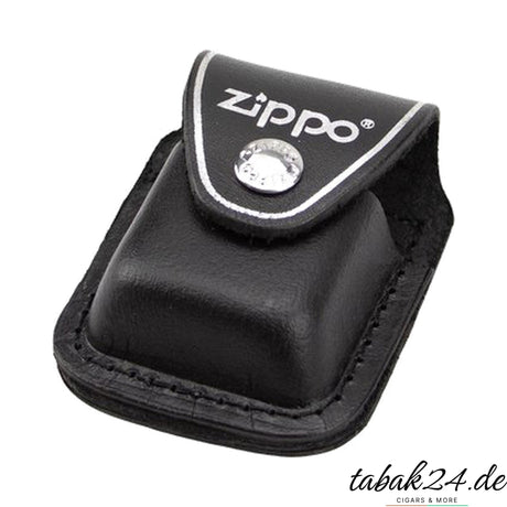 Zippo Geschenkset – schwarze Ledertasche mit Clip