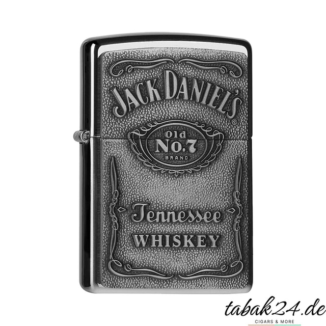 Zippo Jack Daniel's No. 7 Emblem – Sturmfeuerzeug Chrom poliert mit aufgesetztem Emblem