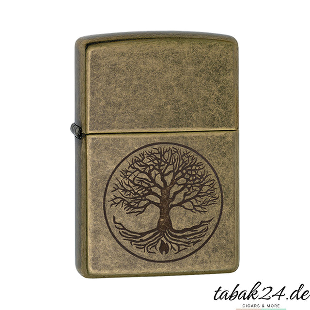 Zippo Tree of Life – Sturmfeuerzeug Messing antik mit Lebensbaum