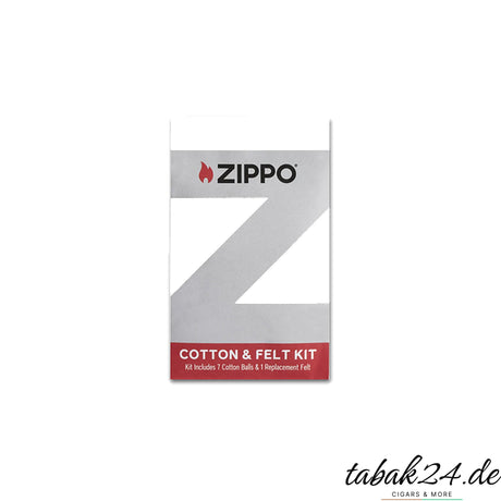 Zippo Watte-Set Cotton & Felt Kit – Verpackung mit 7 Wattebällchen und Ersatzfilz