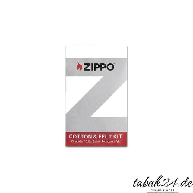 Zippo Watte-Set Cotton & Felt Kit – Verpackung mit 7 Wattebällchen und Ersatzfilz